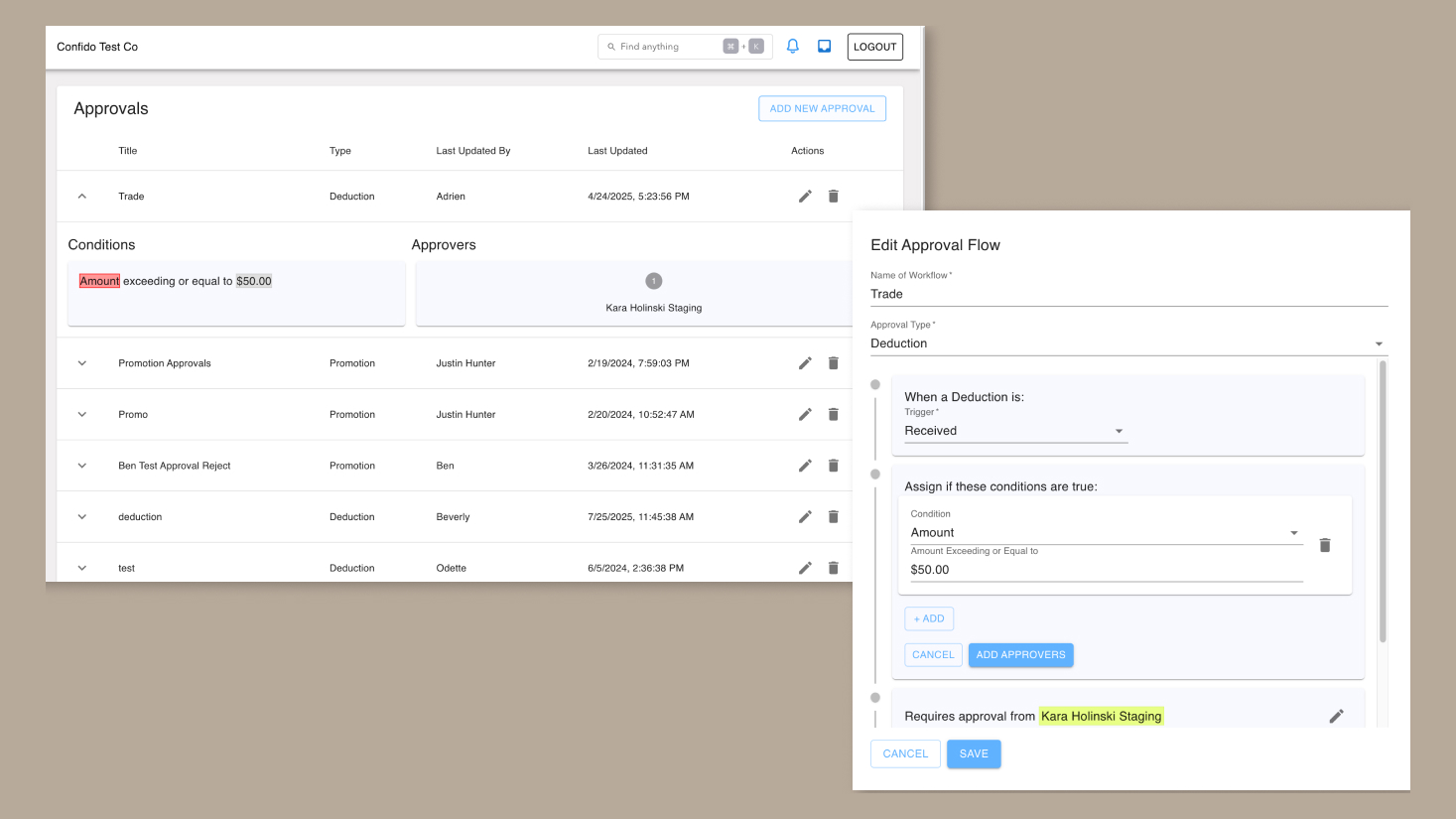 Previous flow creation interface