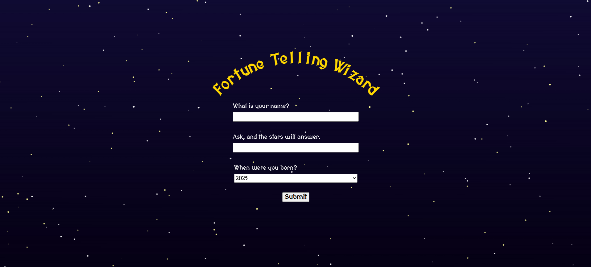 Fortune Telling Wizard Interface